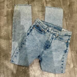 GAP Vintage Slim High Rise Jeans Light Wash Raw Hem Size 25 Petite